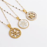 Stainless Steel Diamond Starfish Shell Flower Pendant Necklace Wholesale Jewelry Nihaojewelry main image 1