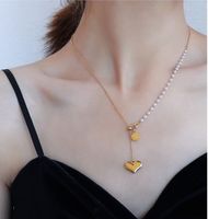 Titanium Steel Heart Shape Adjustable Imitation Pearl Chain Necklace Wholesale Jewelry Nihaojewelry main image 4