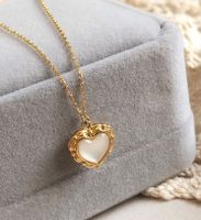 Herz Titan Stahl Eingelegte Schale Eingelegtes Gold Halskette main image 3