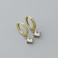 Boucles D&#39;oreilles En Cuivre Avec Pendentif Zircon Carré Simple En Gros Nihaojewelry main image 4