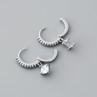 Boucles D&#39;oreilles En Cuivre Avec Pendentif Zircon Carré Simple En Gros Nihaojewelry main image 5