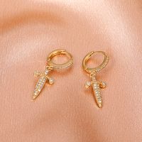 Boucles D&#39;oreilles Croix Zircon Incrustées De Cuivre Rétro En Gros Nihaojewelry main image 4