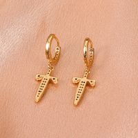 Retro Copper Inlaid Zircon Cross Earrings Wholesale Nihaojewelry main image 5
