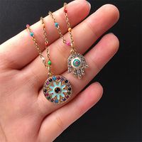 Devil's Eye Drip Oil Palm Pendant Stainless Steel Necklace Wholesale Nihaojewelry main image 1