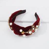 Retro Broad-brimmed Gold Velvet Knotted Headband Wholesale Nihaojewelry main image 4