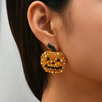 Halloween Orange Pumpkin Ghost Earrings Wholesale Nihaojewelry main image 2