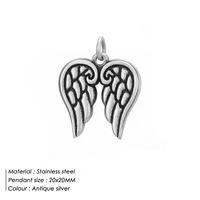 Retro Wings Heart Airplane Semi-dimensional Stainless Steel Pendant Wholesale Nihaojewelry sku image 5