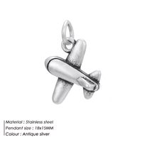 Retro Wings Heart Airplane Semi-dimensional Stainless Steel Pendant Wholesale Nihaojewelry sku image 10