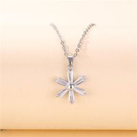 Five Petal Zircon Sun Flower Stainless Steel Chain Necklace Wholesale Jewelry Nihaojewelry sku image 1