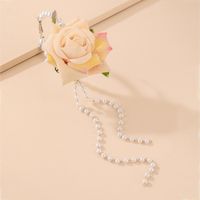 Fashion Pearl Rose Flower Circle Earrings Wholesale Nihaojewelry sku image 1