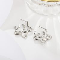 Simple Geometric Hollow Cross Bamboo C-shaped Stitching Earrings Wholesale Nihaojewelry sku image 2