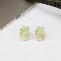 Retro Simple Oil Drip Oval Smooth Multicolor Geometric Earrings Wholesale Nihaojewelry sku image 5