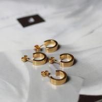 18k Simple Fashion Flat Wide Titanium Steel Earrings Wholesale Nihaojewelry sku image 1
