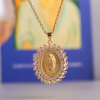 Virgin Mary Pendant Copper Inlaid Zirconium Necklace Wholesale Nihaojewelry sku image 1