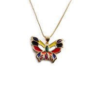 Collier Pendentif Papillon Multicolore À La Mode Dégoulinant D&#39;huile Bijoux En Gros Nihaojewelry sku image 2