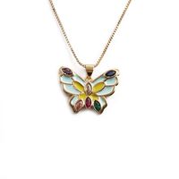 Collier Pendentif Papillon Multicolore À La Mode Dégoulinant D&#39;huile Bijoux En Gros Nihaojewelry sku image 3