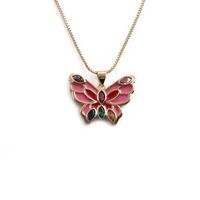 Fashion Dripping Oil Multicolor Butterfly Pendant Necklace Wholesale Jewelry Nihaojewelry sku image 4