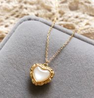 Herz Titan Stahl Eingelegte Schale Eingelegtes Gold Halskette sku image 1