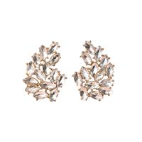 Fashion Full Diamond Hollow Leaf Earrings Wholesale Nihaojewelry sku image 1
