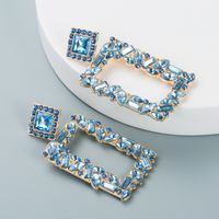 Fashion Geometric Square Alloy Inlaid Color Rhinestones Earrings Wholesale Nihaojewelry main image 6