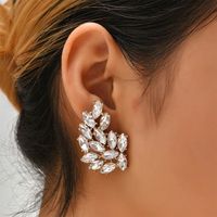 Fashion Full Diamond Hollow Leaf Earrings Wholesale Nihaojewelry main image 1