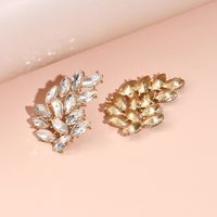 Fashion Full Diamond Hollow Leaf Earrings Wholesale Nihaojewelry main image 3