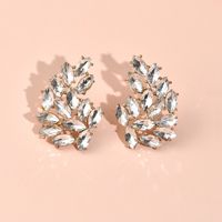 Fashion Full Diamond Hollow Leaf Earrings Wholesale Nihaojewelry main image 4