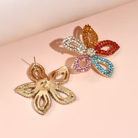 Retro Hollow Diamond-studded Flower Earrings Wholesale Nihaojewelry main image 3