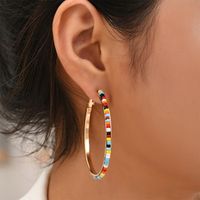 Boucles D&#39;oreilles Rondes En Perles De Couleur Contrastantes À La Mode En Gros Nihaojewelry main image 1