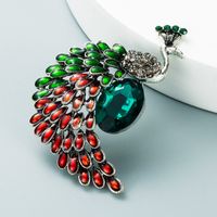 Colorful Peacock Shape Inlaid Diamond Brooch Wholesale Nihaojewelry main image 3