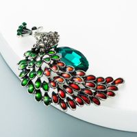 Colorful Peacock Shape Inlaid Diamond Brooch Wholesale Nihaojewelry main image 4