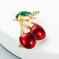 Drip Oil Diamond-studded Cherry Watermelon Brooch Wholesale Nihaojewelry main image 4