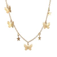 New Inlaid Rhinestone Butterfly  Creative Simple Alloy Three-layer Necklace sku image 1