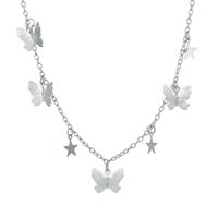 New Inlaid Rhinestone Butterfly  Creative Simple Alloy Three-layer Necklace sku image 2