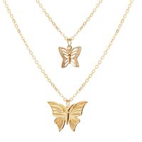 New Inlaid Rhinestone Butterfly  Creative Simple Alloy Three-layer Necklace sku image 3