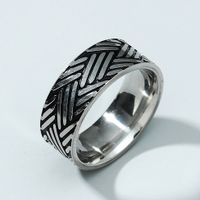 Vintage Titanium Steel Geometric Carved Ring Wholesale Nihaojewelry sku image 2