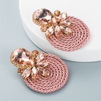 Big Drop Colored Glass Diamond Elastic Rope Braided Earrings Wholesale Nihaojewelry main image 3