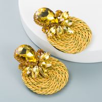 Big Drop Colored Glass Diamond Elastic Rope Braided Earrings Wholesale Nihaojewelry main image 5