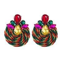 Big Drop Colored Glass Diamond Elastic Rope Braided Earrings Wholesale Nihaojewelry sku image 1
