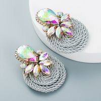 Pendientes Trenzados De Cuerda Elástica De Diamante De Cristal Coloreado Con Gota Grande Al Por Mayor Nihaojewelry sku image 2