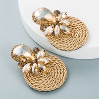 Big Drop Colored Glass Diamond Elastic Rope Braided Earrings Wholesale Nihaojewelry sku image 6