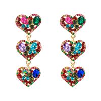Mehrschichtige Herzförmige Legierung Diamant Lange Ohrringe Großhandel Nihaojewelry main image 7