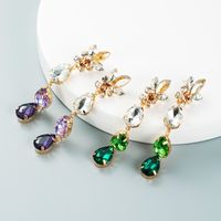 Simple Drop-shaped Glass Diamond Pendant Long Earrings Wholesale Nihaojewelry main image 1