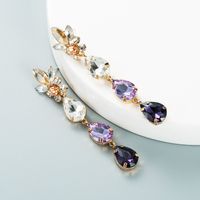 Simple Drop-shaped Glass Diamond Pendant Long Earrings Wholesale Nihaojewelry main image 5