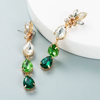 Simple Drop-shaped Glass Diamond Pendant Long Earrings Wholesale Nihaojewelry main image 6