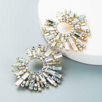 Pendientes De Girasol De Diamantes De Imitación De Color Con Incrustaciones De Aleación De Moda Al Por Mayor Nihaojewelry sku image 6
