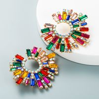 Pendientes De Girasol De Diamantes De Imitación De Color Con Incrustaciones De Aleación De Moda Al Por Mayor Nihaojewelry sku image 7