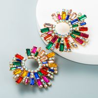 Fashion Alloy Inlaid Color Rhinestone Sunflower Earrings Wholesale Nihaojewelry sku image 7