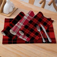 Christmas Series Plaid Printed Cotton Linen Cloth Placemats Wholesale Nihaojewelry main image 1
