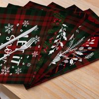 Christmas Series Plaid Printed Cotton Linen Cloth Placemats Wholesale Nihaojewelry main image 3